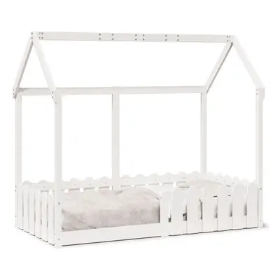 (white, x cm) vidaXL Kids' House Bed Frame Home Bedstead Children Bed Base Solid Wood Pine