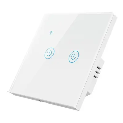 (2 Gang White) WIFI 2.4GHZ 1/2/3 Gang Touch Switch Two-wire Shared Panel Home Lighting Work with