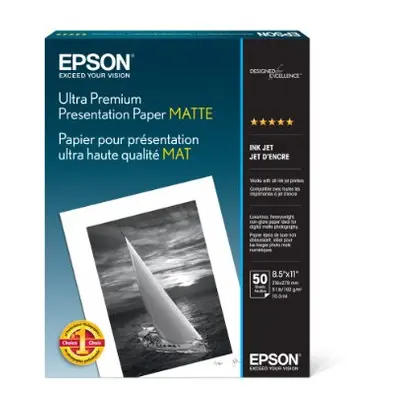 Epson Ultra Premium Presentation Paper MATTE (8.5x11 Inches, Sheets) (S041341),White