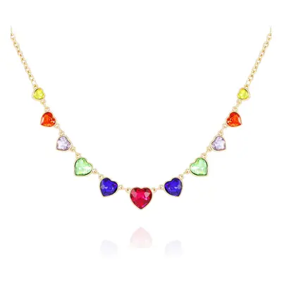 GUESS Goldtone Rainbow Glass Stone Statement Necklace For Women