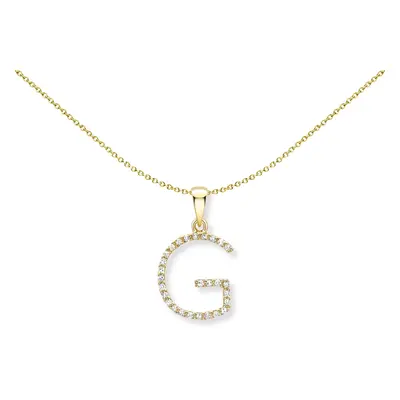 Jewelco London 18ct Yellow Gold Diamond Initial Charm Pendant Letter G 10mm x 18mm - INNR0213-G