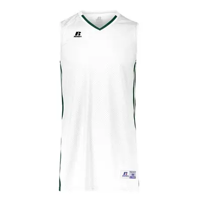 Russell 4B1VTM.WDG.S Adult Legacy Basketball Jersey, White & Dark Green - Small