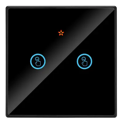 (Black, 2Gang) Smart WIFI Crystal Glass Panel Switch Light Touch Screen Wall Decoration 1/2 Gang