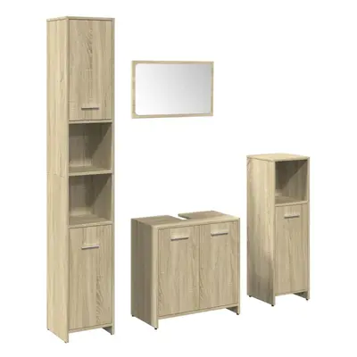 vidaXL Bathroom Furniture Set Piece Sink Cabinet Sonoma Oak Engineered Wood