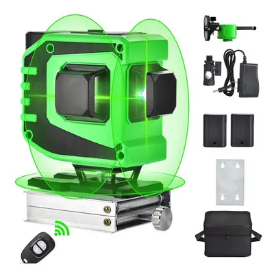 (US Plug) Rotary Lines 3D Green Laser Level Cross Horizontal Measure Self Leveling