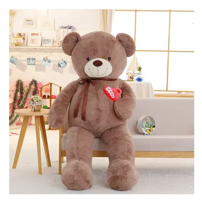 (110cm, Dark brown) 75/90/110cm Large Teddy Bear Plush Toy Lovely Huge Stuffed Soft Bear Wear Bo