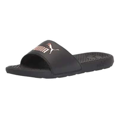 PUMA Women's Cool Cat Slide Sandal Black-Rose Gold M US