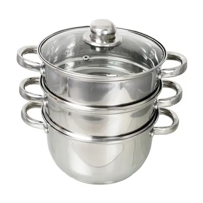 Buckingham Three-Tier Stainless Steel Steamer Set with Glass Lid Premium Quality Steamer for Hea