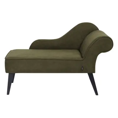 Right Hand Fabric Chaise Lounge Olive Green BIARRITZ