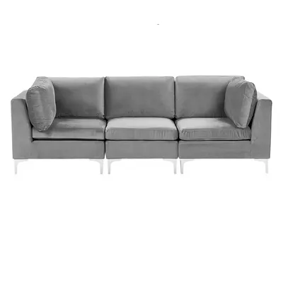 3 Seater Modular Velvet Sofa Grey EVJA