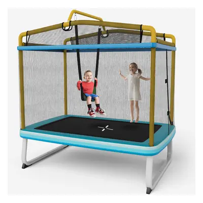 3-in-1 Kids Outdoor Indoor Rectangle Toddler Trampoline Steel Frame