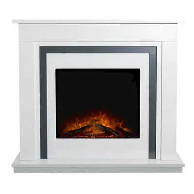 Adam Brentwood Electric Fireplace Suite in Pure White & Grey, Inch