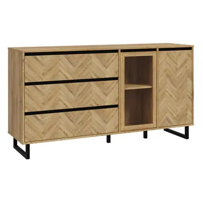 Nikomedes Sideboard in Spica Oak/Matt Black/Bartex Oak