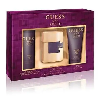 Guess Gold Pcs Set For Men: 2.5 Eau De Toilette Spray + 6.7 Shower Gel + Oz Deodorizing Body Spr