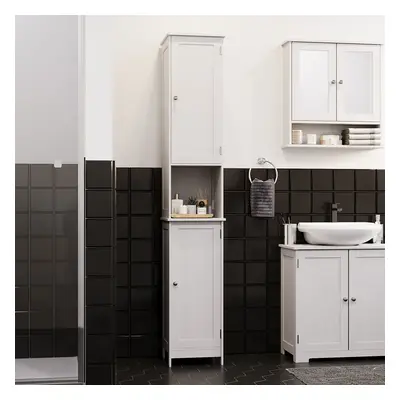 (White) Priano Door Tall Cabinet Bathroom Storage Unit