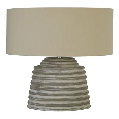 Searchlight Liana Grey Ridged Cement Table Lamp With Grey Shade