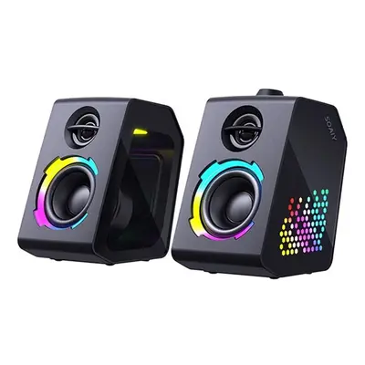 (Black) Bluetooth Speaker RGB Lighting Game Desktop Dual Speaker Surround Bass Stereo Support US