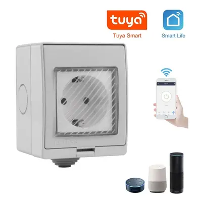 WiFi Outdoor Waterproof Smart Socket Switch EU Plug IP55 Wall Switch Work with Alexa Google Home