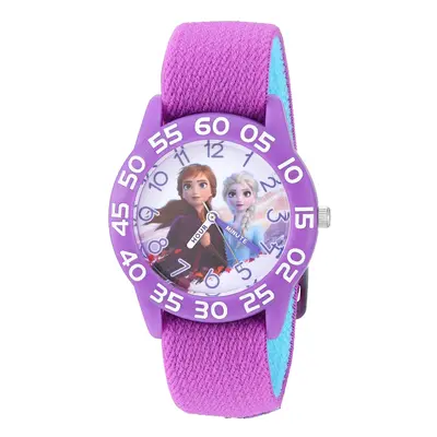 Disney Frozen Kids' Plastic Time Teacher Analog Quartz Nylon Strap Wat