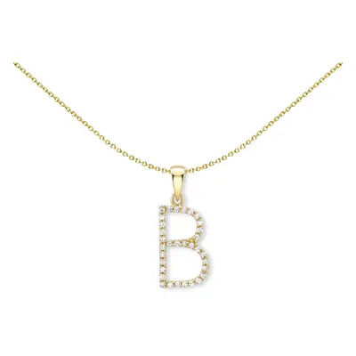 Jewelco London 18ct Yellow Gold Diamond Initial Charm Pendant Letter B 8mm x 20mm - INNR0213-B