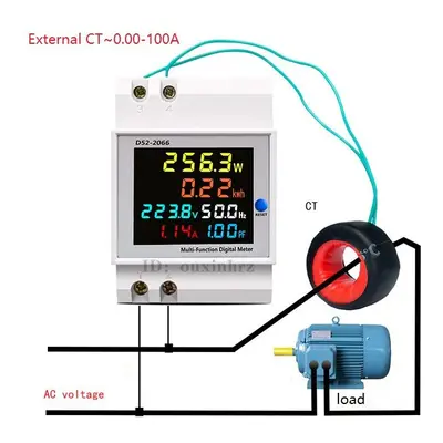 (AC40-300, External CT) AC40V~450V 100A Digital Single Phase Energy Meter Tester Electricity Usa