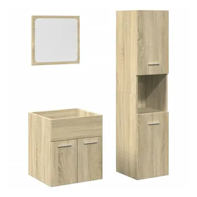 (sonoma oak, x 38.5 x cm) vidaXL Bathroom Furniture Set Chipboard Wall Mirror Multi Sizes Multi 