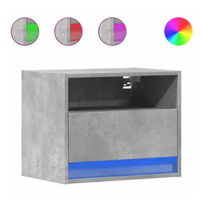 (concrete grey, pcs) vidaXL Wall-mounted Bedside Cabinet with LED Lights Bed Cabinet