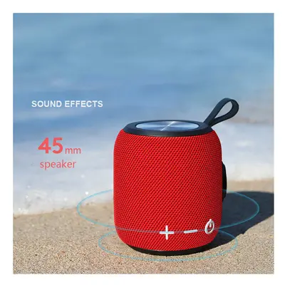 (Red) Wireless Bluetooth Speaker Mini Portable IPX7 Waterproof Dustproof HD Stereo Hi-Fi Subwoof