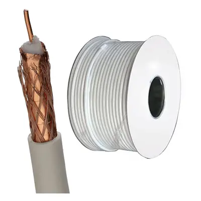 kenable 100U Foam Filled Digital Satellite TV Cable OFC Copper Core CCA Braid 100m White