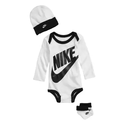 Nike Logo Long Sleeve Piece Infant Set (0-6 Months White)