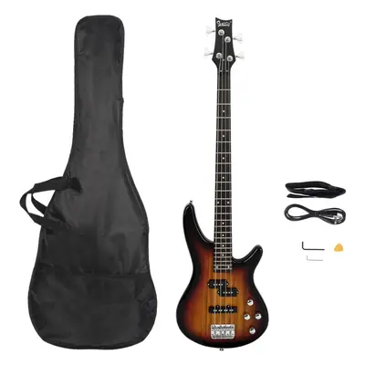 Glarry Sunset GIB Right Handed String Electric Bass Guitar w/ Bag Strap Tool