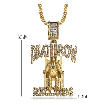 Titanium Steel DEATHROW/RECORDS prisoner necklace pendant Men Iced Out Cubic Zirconia Hip-hop Ma