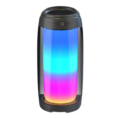 (Black) Sound Box Bluetooth Speaker LED Colorful Light Portable Wireless Speaker TF Card 1800mAh