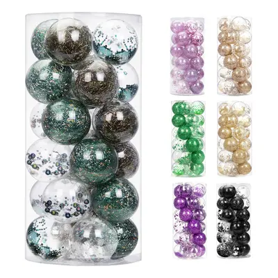 AMS 2.36""/24ct Shatterproof Clear Plastic Christmas Ball Ornaments De