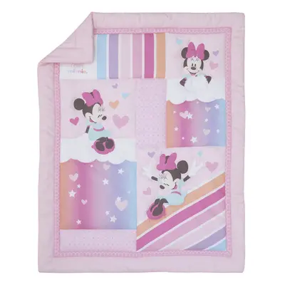 Disney Minnie Mouse Be Happy Pink Lavender Aqua & Orange 3Piece Crib