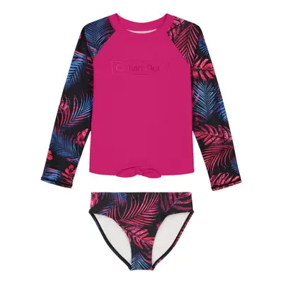 Calvin Klein Girls' Two-Piece Rashguard Swimsuit Set with UPF 50+ Sun