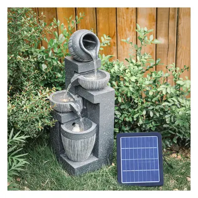 (Solar Bowls 19*19*51cm) 220v Garden Patio Water Feature Cascading Water Fountain w Pump