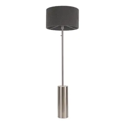 ValueLights Lexy Charcoal Boucle Shade with Chrome Dimmable Floor Lamp