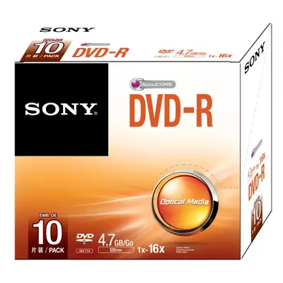 Sony 10DMR47SS 16x DVD-R 4.7GB Recordable DVD Media - Pack