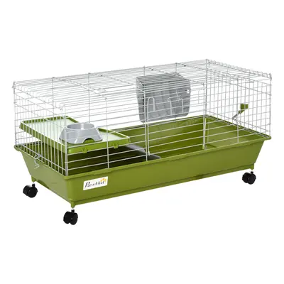 PawHut 89cm Small Animal Cage for Rabbit Ferret Guinea Pig w/ Food Dish Green