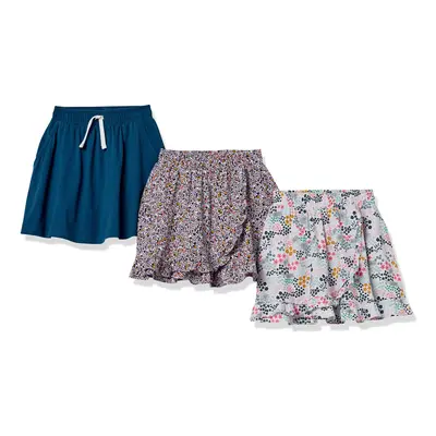 Amazon Essentials Girls' Knit Scooter Skirts Pack of Navy Floral