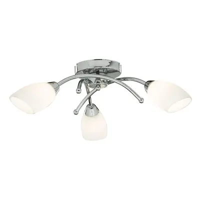 Modern Chrome Ceiling Flush Light With Opal Glass