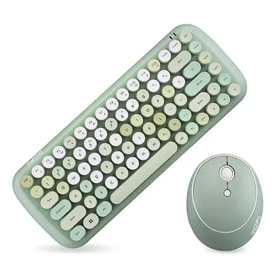 (Green) Mofii Wireless Mini Candy Keyboard Mouse Combo Set Mix Color 2.4g