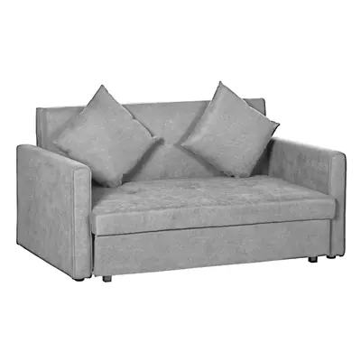 HOMCOM Seater Sofa Bed Convertible Bed Settee w/ Cushions Storage Light Grey