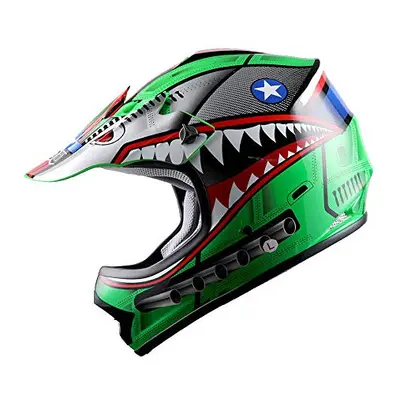 WOW Youth Kids Motocross BMX MX ATV Dirt Bike Moutain Helmet Shark Gre