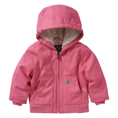 Carhartt Baby Girls Sherpa-lined Hooded Canvas Zip-up Jacket Pink Lem