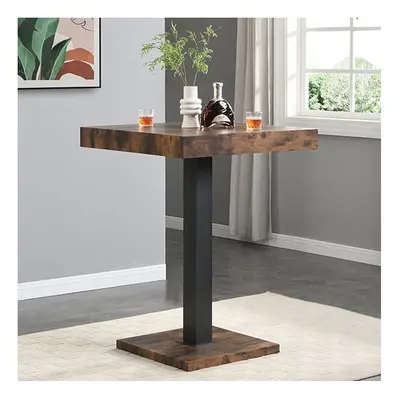 Topaz Wooden Bar Table Square In Rustic Oak