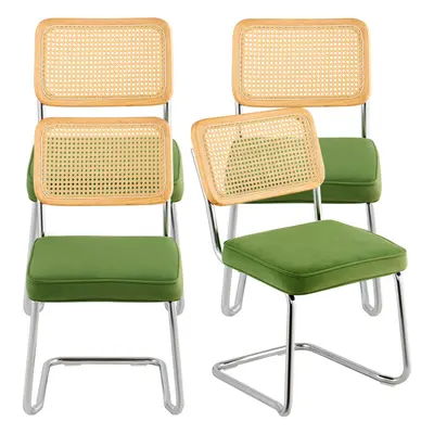 (Green, 4-pack) VEVOR Rattan Chairs Outdoor Patio Furniture Dining Chair 4PCS with Cushion Green