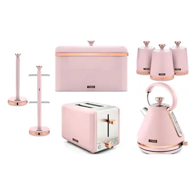 Tower Cavaletto Pink Kettle Toaster & Kitchen Storage Matching Set