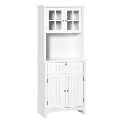 HOMCOM Kitchen Storage Cupboard w/ Microwave Drawer for Dining Room, White